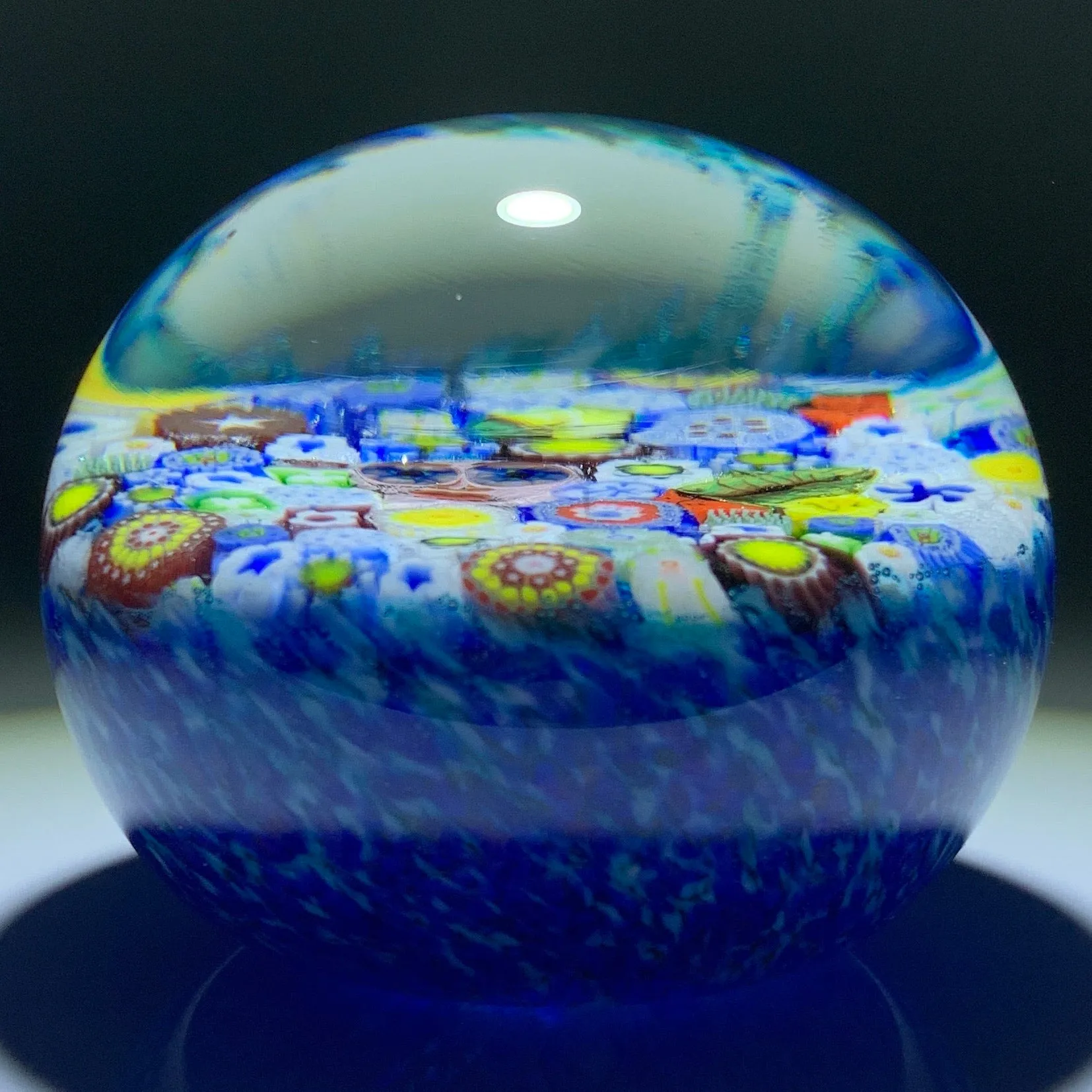 Chris Sherwin 2019 Closepack Complex Millefiori on Blue With Face Murrine