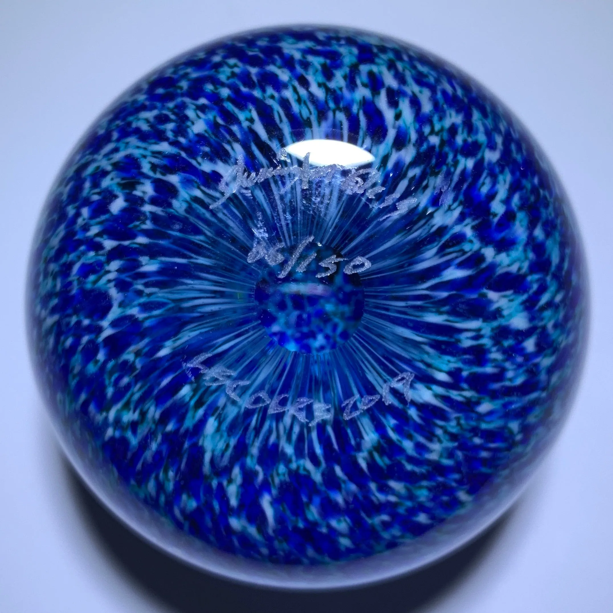 Chris Sherwin 2019 Closepack Complex Millefiori on Blue With Face Murrine