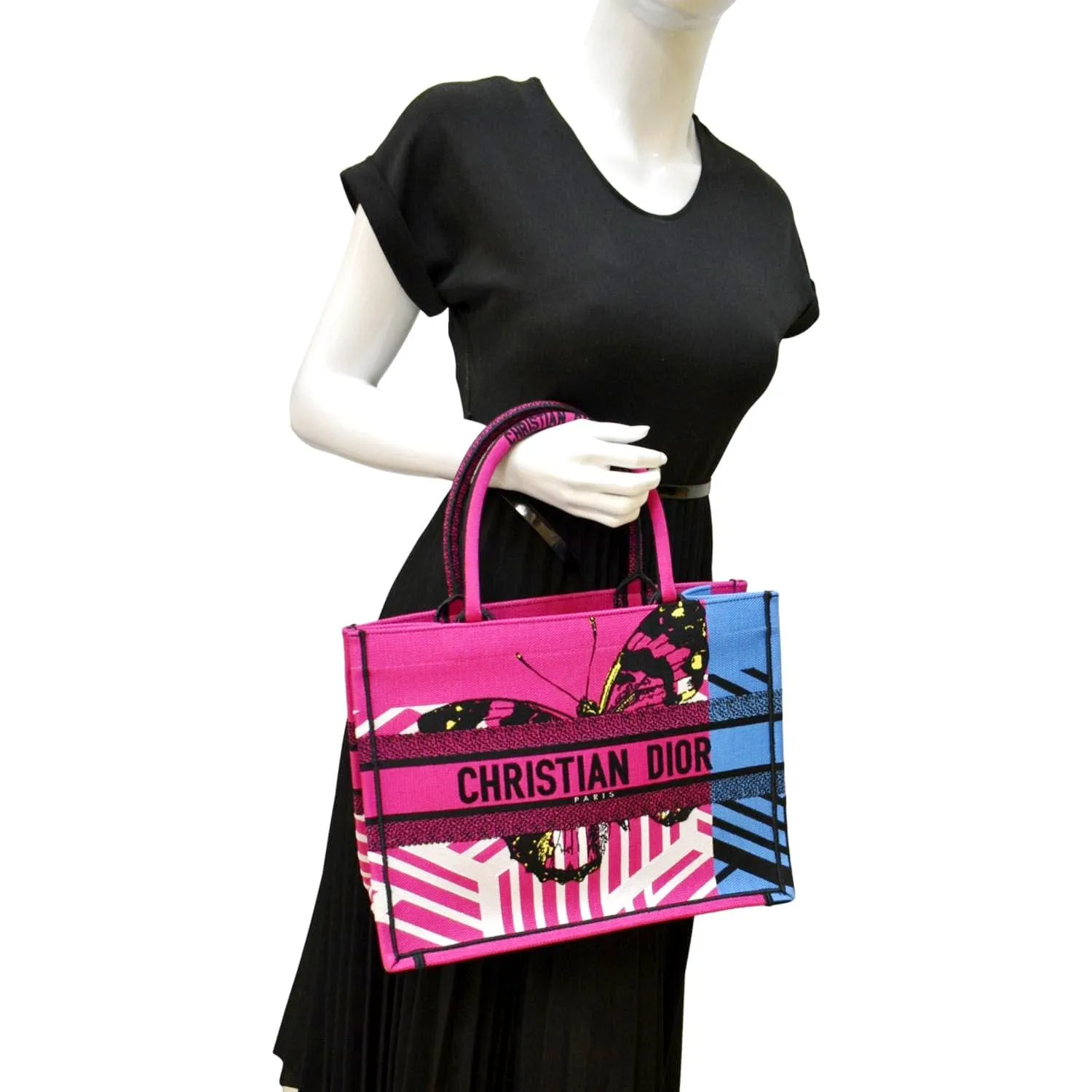 CHRISTIAN DIOR Butterfly Book Canvas Tote bag Pink