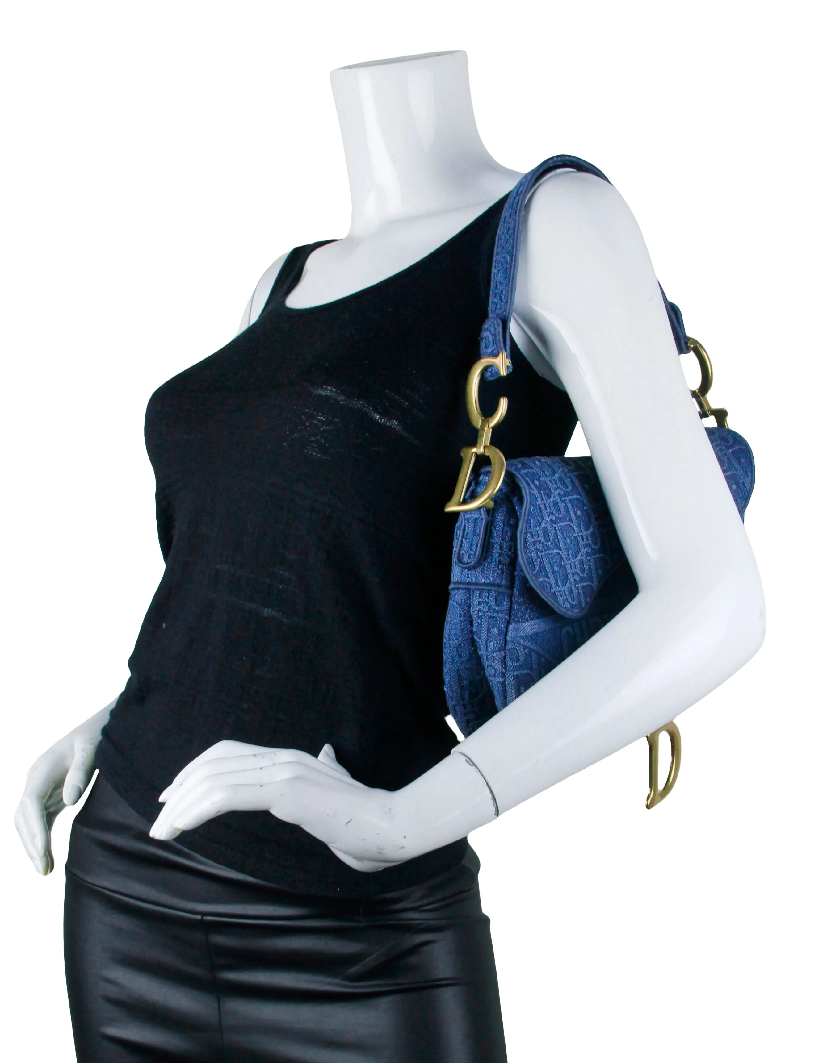 Christian Dior Denim Oblique Monogram Saddle Bag