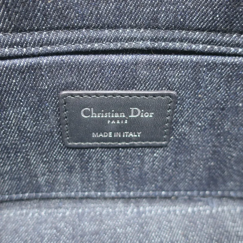 Christian Dior Lady D-Joy Eyelet-Embellished Dark Denim Small Crossbody Bag NEW