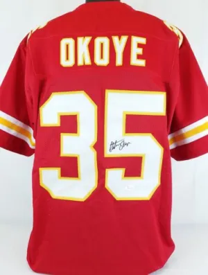 Christian Okoye Signed Autographed Kansas City Chiefs Football Jersey (JSA COA)