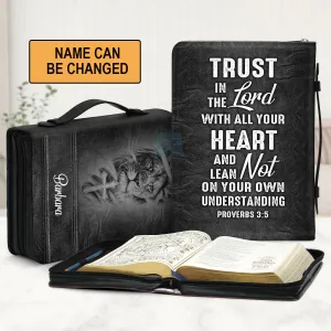 Christianart Bible Cover - Lean Not On Your Own Understanding - Personalized Bible Cover - Bible Cover For Men - CABBBCV11080324.