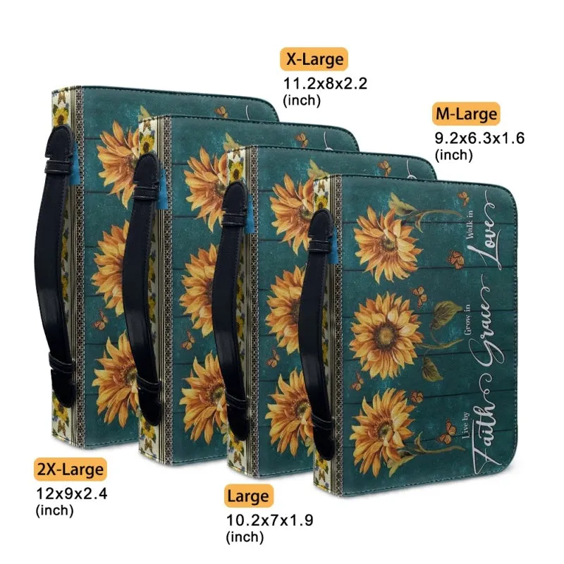 Christianartbag Bible Cover, Faith Grace Love Bible Cover, Personalized Bible Cover, Sunflower Bible Cover, Christian Gifts, CAB01041123.