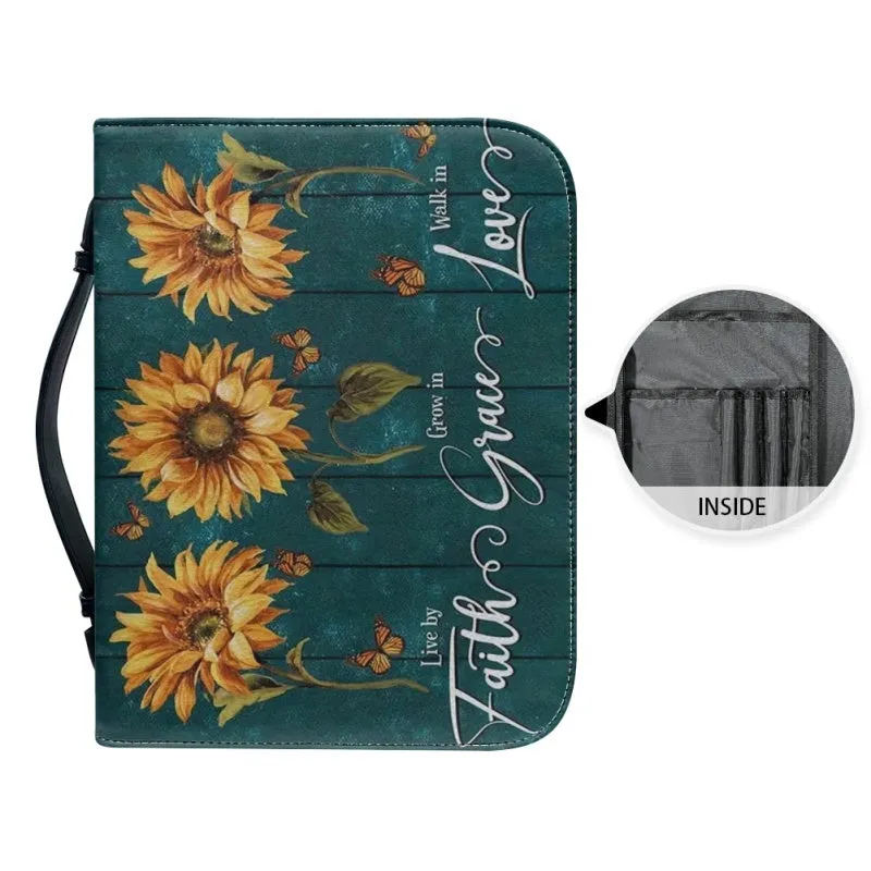 Christianartbag Bible Cover, Faith Grace Love Bible Cover, Personalized Bible Cover, Sunflower Bible Cover, Christian Gifts, CAB01041123.