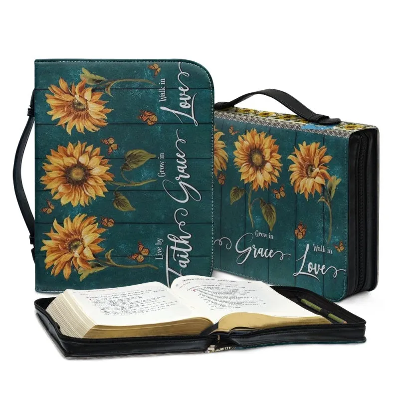 Christianartbag Bible Cover, Faith Grace Love Bible Cover, Personalized Bible Cover, Sunflower Bible Cover, Christian Gifts, CAB01041123.