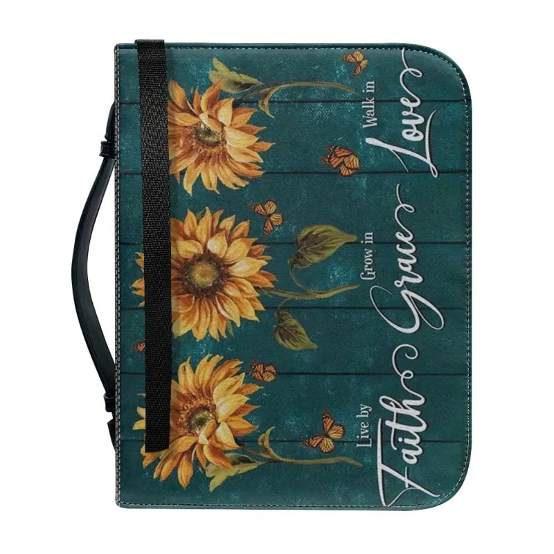 Christianartbag Bible Cover, Faith Grace Love Bible Cover, Personalized Bible Cover, Sunflower Bible Cover, Christian Gifts, CAB01041123.