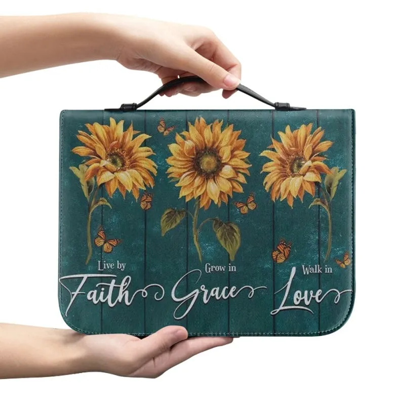 Christianartbag Bible Cover, Faith Grace Love Bible Cover, Personalized Bible Cover, Sunflower Bible Cover, Christian Gifts, CAB01041123.
