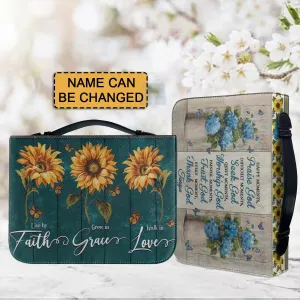 Christianartbag Bible Cover, Faith Grace Love Bible Cover, Personalized Bible Cover, Sunflower Bible Cover, Christian Gifts, CAB01041123.