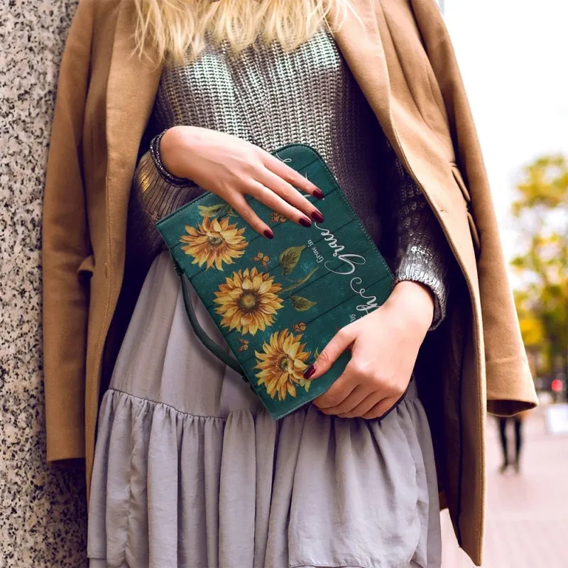 Christianartbag Bible Cover, Faith Grace Love Bible Cover, Personalized Bible Cover, Sunflower Bible Cover, Christian Gifts, CAB01041123.