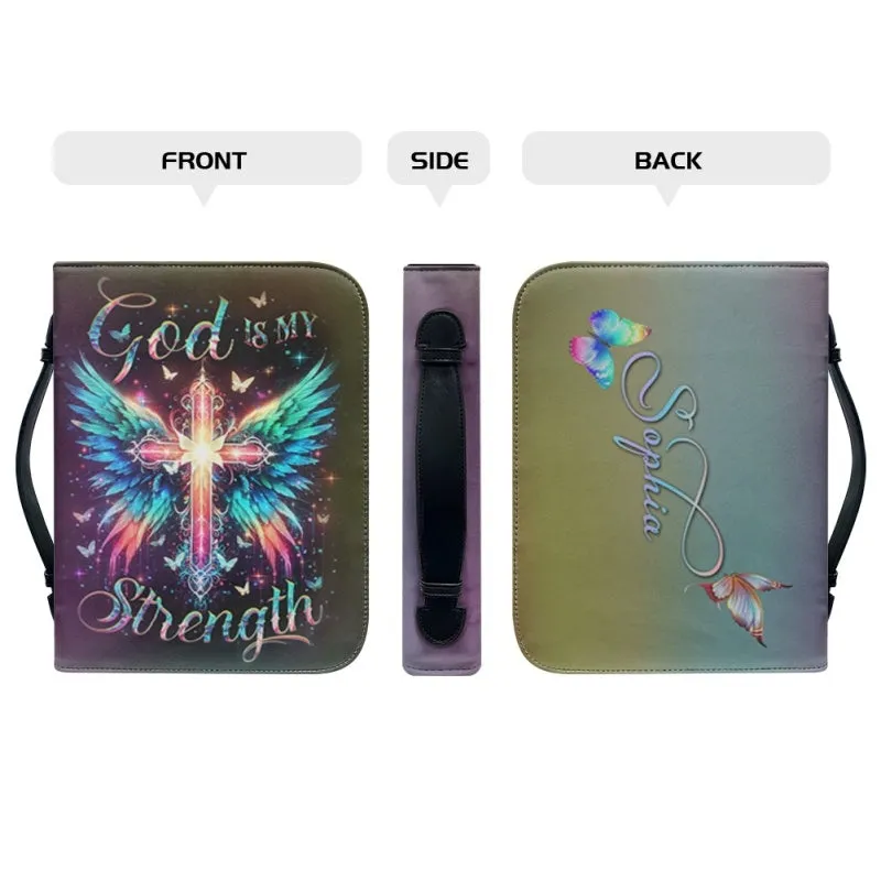 Christianartbag Bible Cover, God Is My Strength Bible Cover, Personalized Bible Cover, Cross Wing Bible Cover, Christian Gifts, CAB04090124.