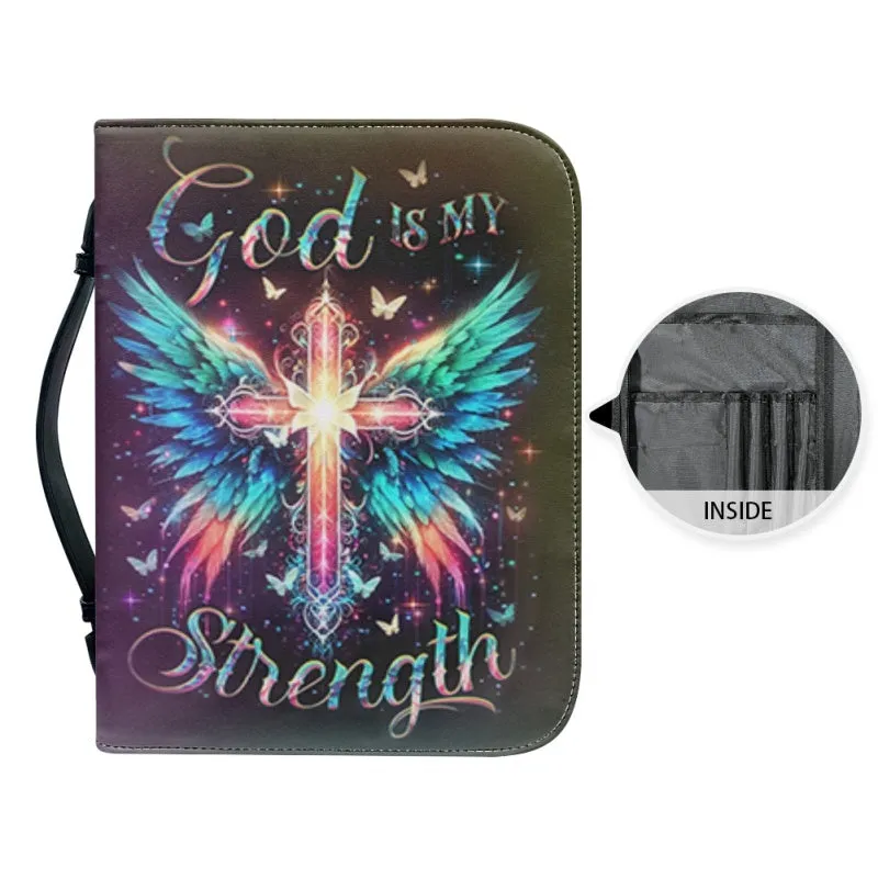 Christianartbag Bible Cover, God Is My Strength Bible Cover, Personalized Bible Cover, Cross Wing Bible Cover, Christian Gifts, CAB04090124.