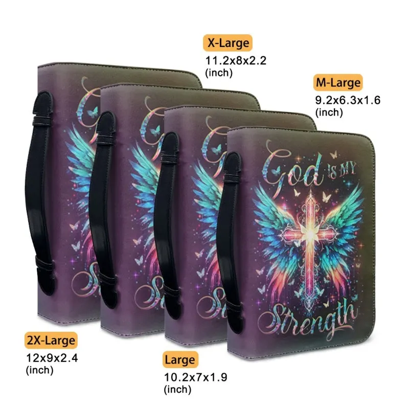 Christianartbag Bible Cover, God Is My Strength Bible Cover, Personalized Bible Cover, Cross Wing Bible Cover, Christian Gifts, CAB04090124.