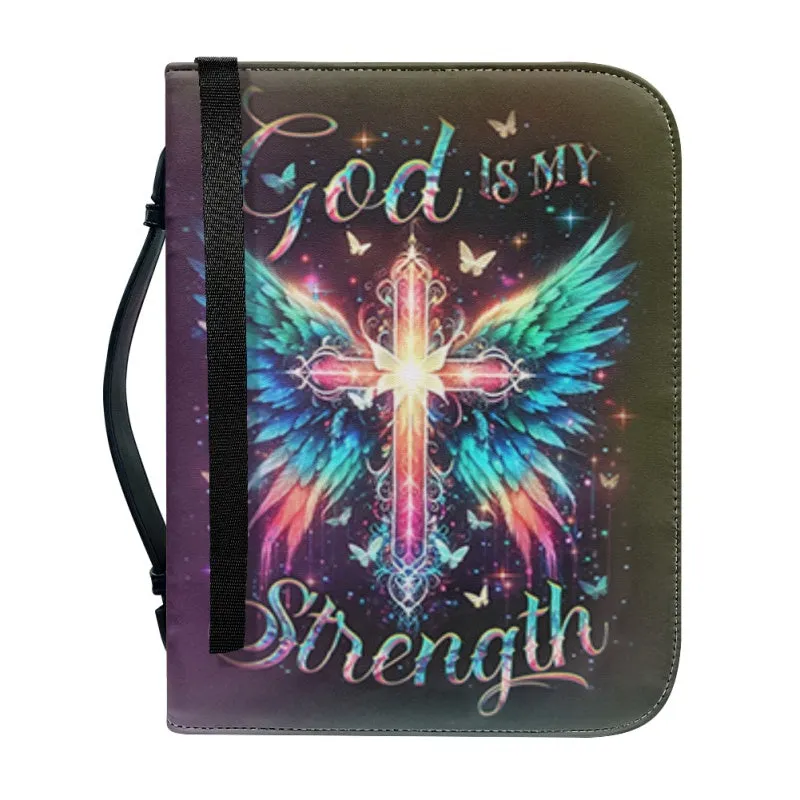 Christianartbag Bible Cover, God Is My Strength Bible Cover, Personalized Bible Cover, Cross Wing Bible Cover, Christian Gifts, CAB04090124.