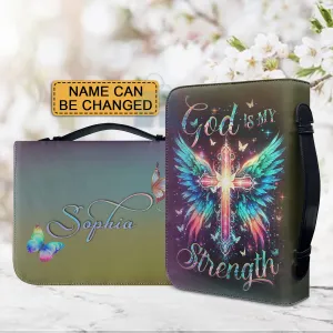 Christianartbag Bible Cover, God Is My Strength Bible Cover, Personalized Bible Cover, Cross Wing Bible Cover, Christian Gifts, CAB04090124.