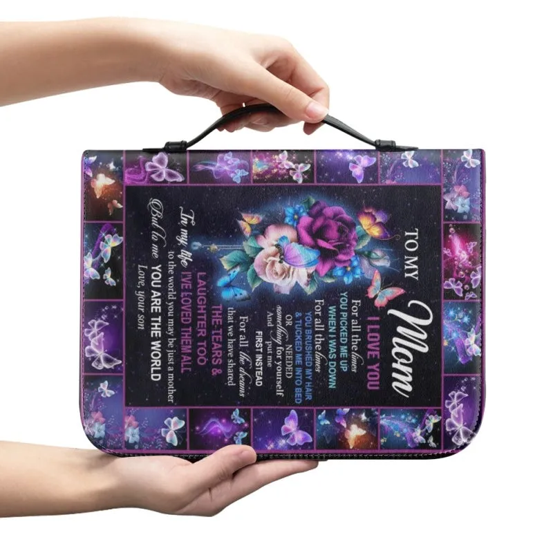 Christianartbag Bible Cover, To My Mom I Love You Butterfly Bible Cover, Personalized Bible Cover, Mom Bible Cover, Mother Days Gifts, CAB01201223.