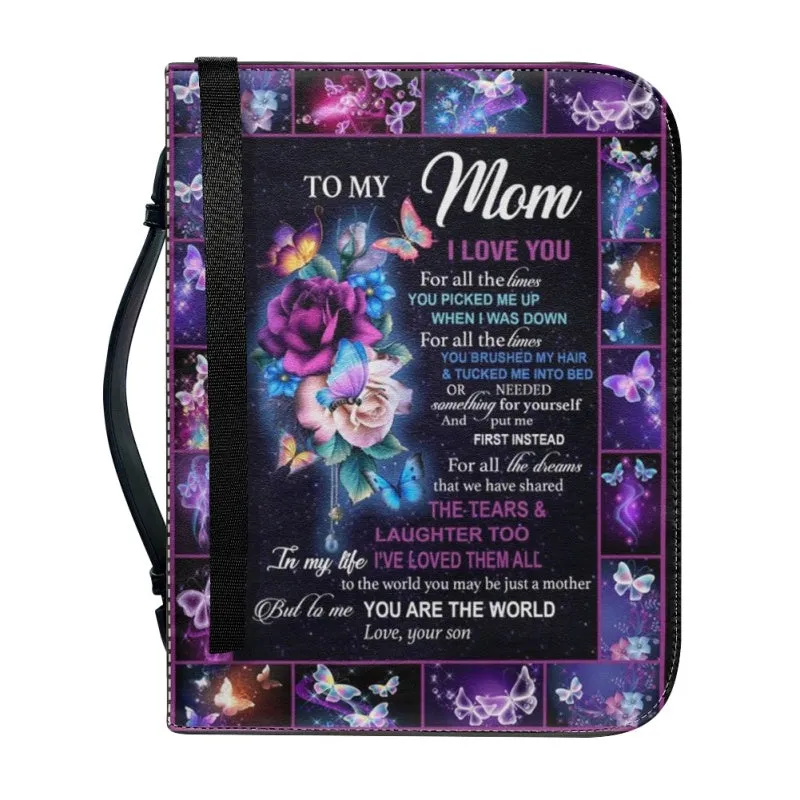 Christianartbag Bible Cover, To My Mom I Love You Butterfly Bible Cover, Personalized Bible Cover, Mom Bible Cover, Mother Days Gifts, CAB01201223.