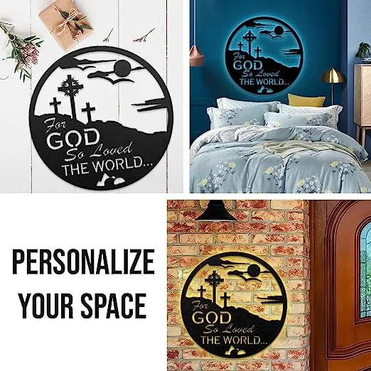 Christianartbag Metal Signs, For God So Loved The World, Christian Wall Art With Religious Scripture, Appreciation Gifts For Family