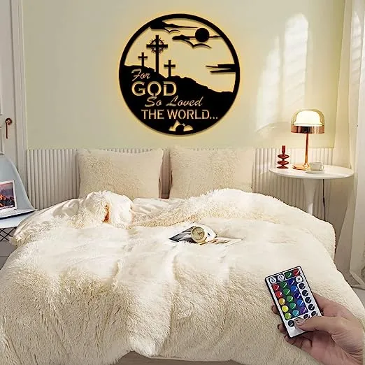 Christianartbag Metal Signs, For God So Loved The World, Christian Wall Art With Religious Scripture, Appreciation Gifts For Family