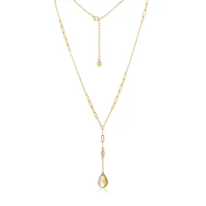 Citrine Drop Paperclip Necklace