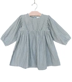City Mouse Puff Sleeve Cotton Dress - Granite Stripe