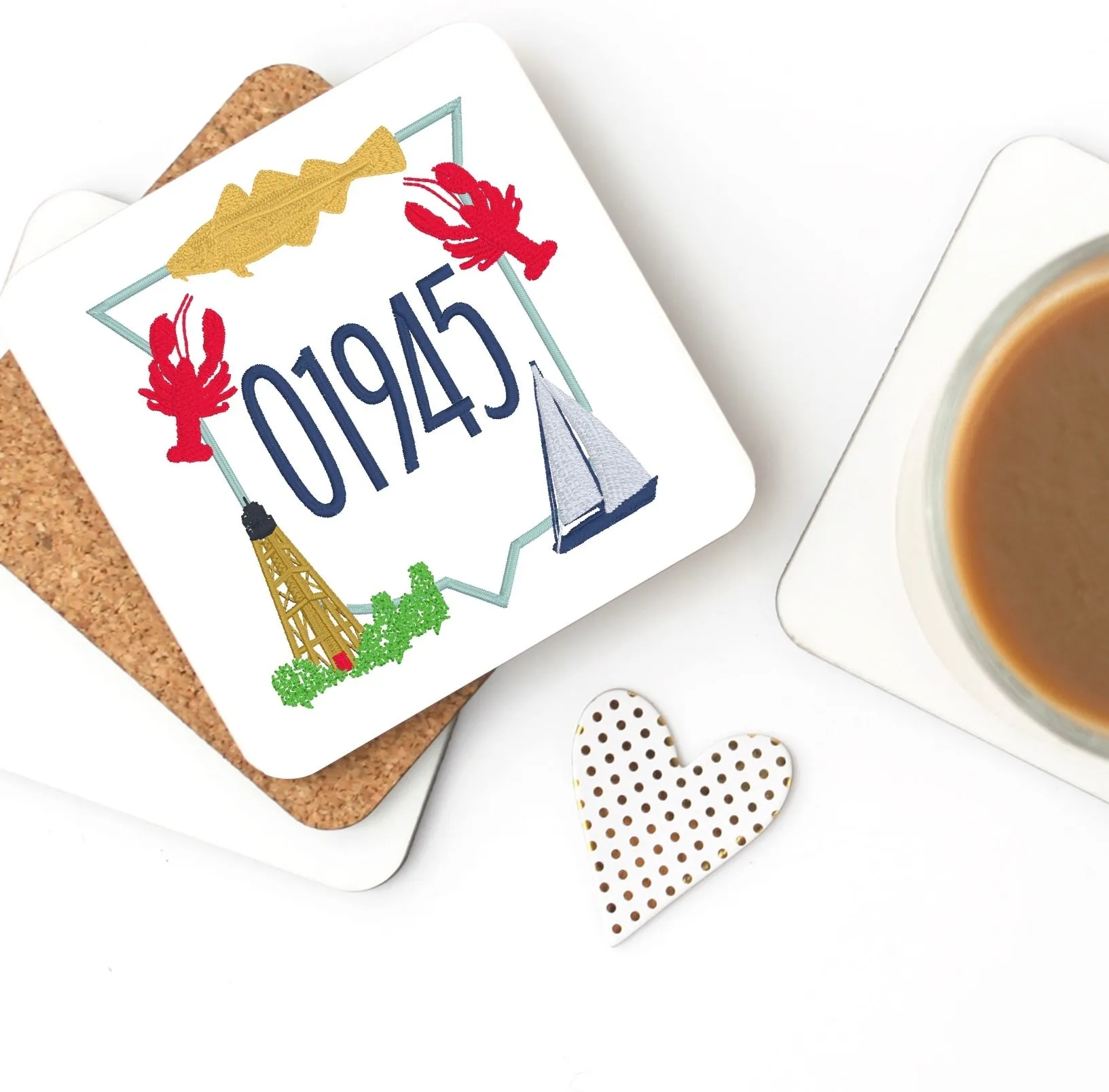 Coastal Collection Crest Cork Back Coaster