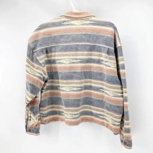 Coldwater Creek southwestern Aztec western cabin boxy oversized cropped shacket