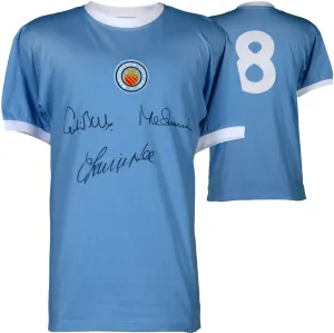 Colin Bell, Mike Summerbee, Francis Lee Signed Autographed Manchester City F.C. Jersey (Fanatics COA)
