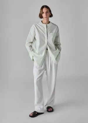 Collarless Tunic in Cotton Poplin - Frost