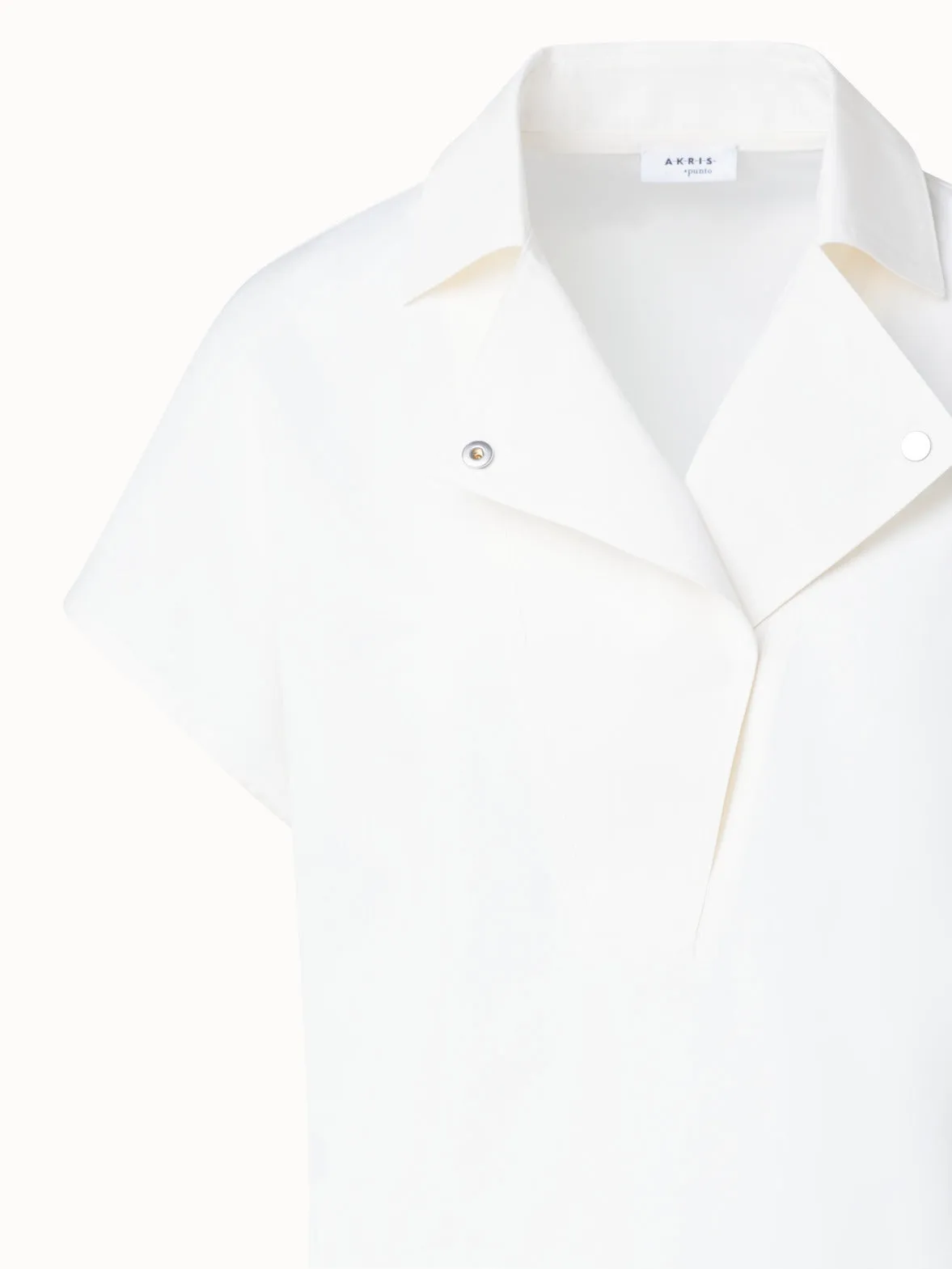 Cotton Blouse with Biker Collar