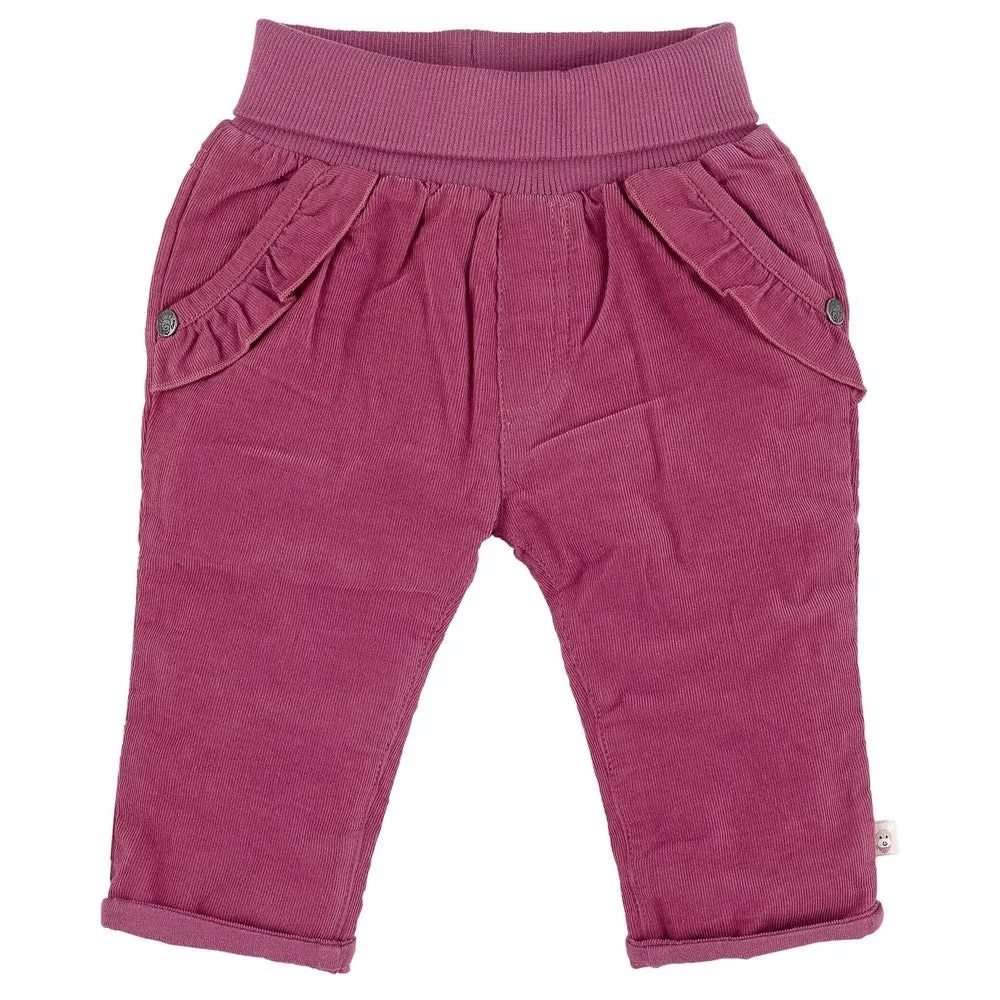 Cotton Cord Lined Frill Pocket Trousers - Pink