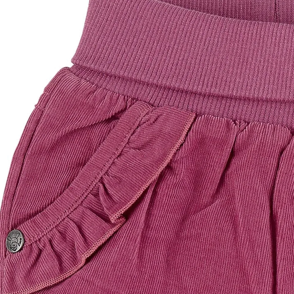 Cotton Cord Lined Frill Pocket Trousers - Pink