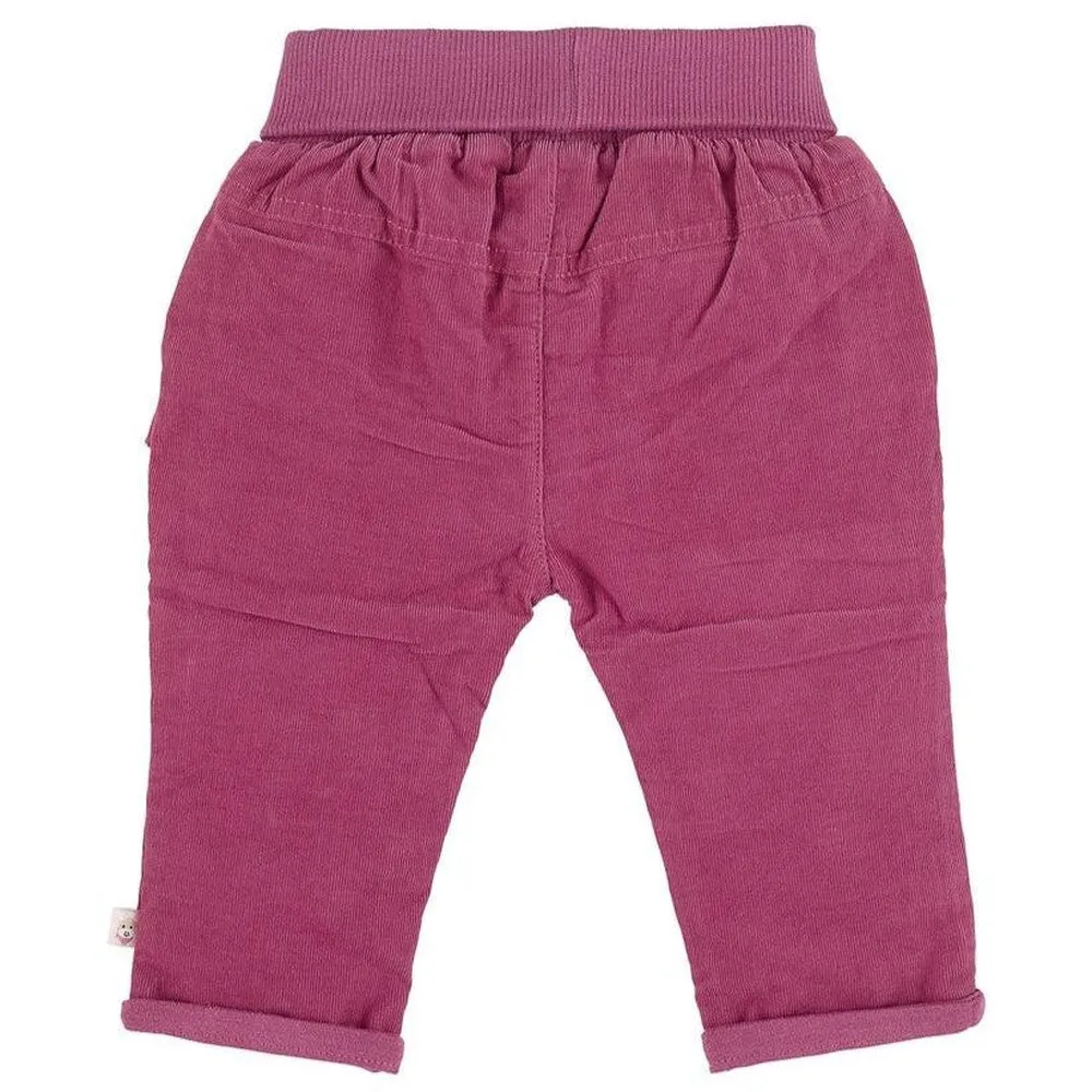 Cotton Cord Lined Frill Pocket Trousers - Pink