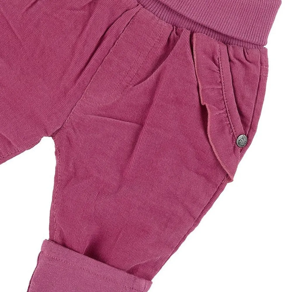 Cotton Cord Lined Frill Pocket Trousers - Pink