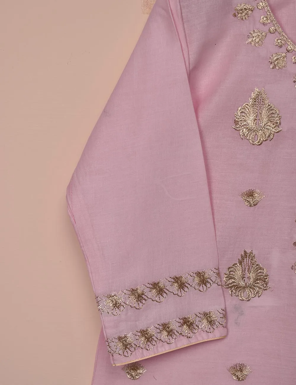 Cotton Embroidered Stitched Kurti - Dazzling Daisy (T20-046B-Pink)