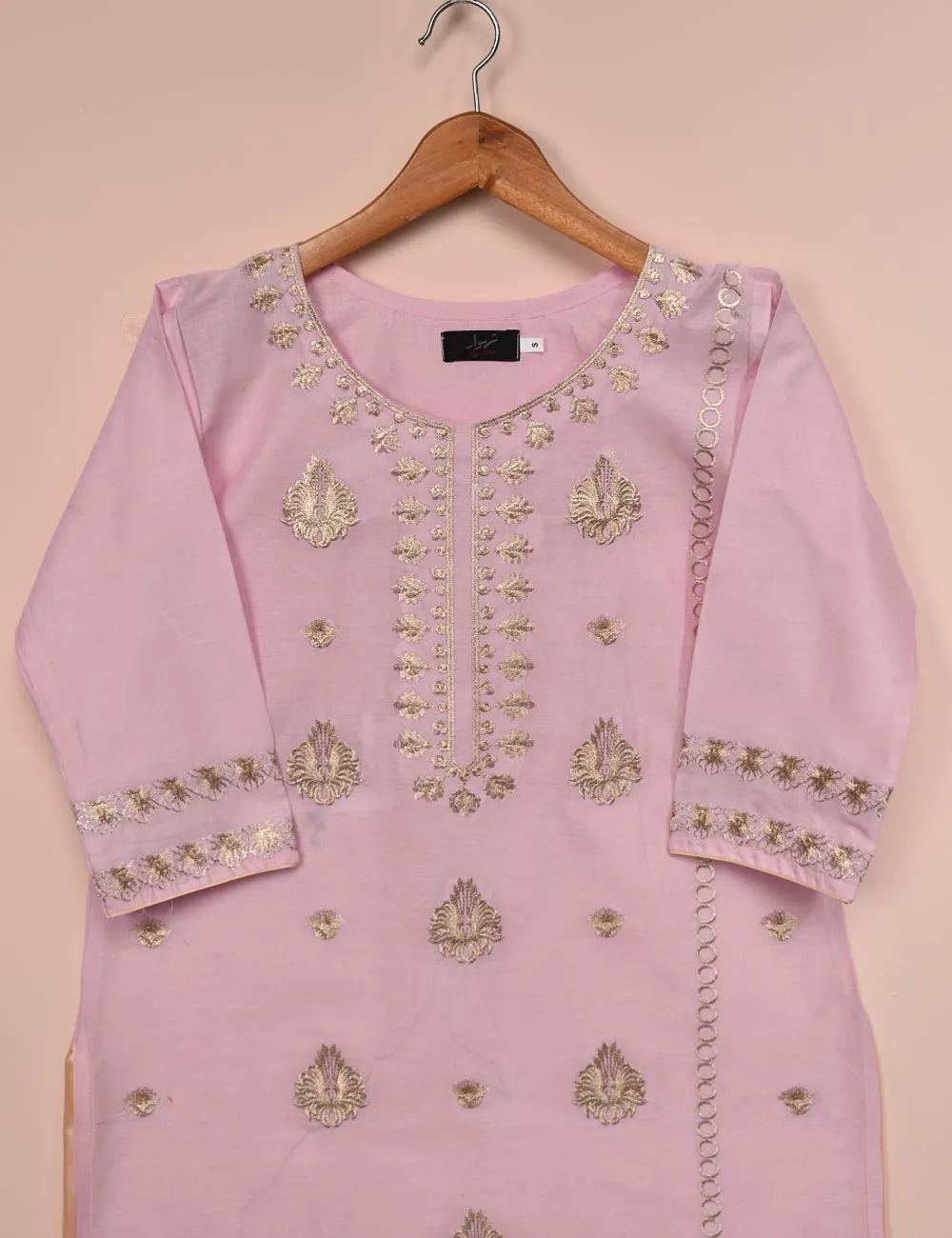 Cotton Embroidered Stitched Kurti - Dazzling Daisy (T20-046B-Pink)