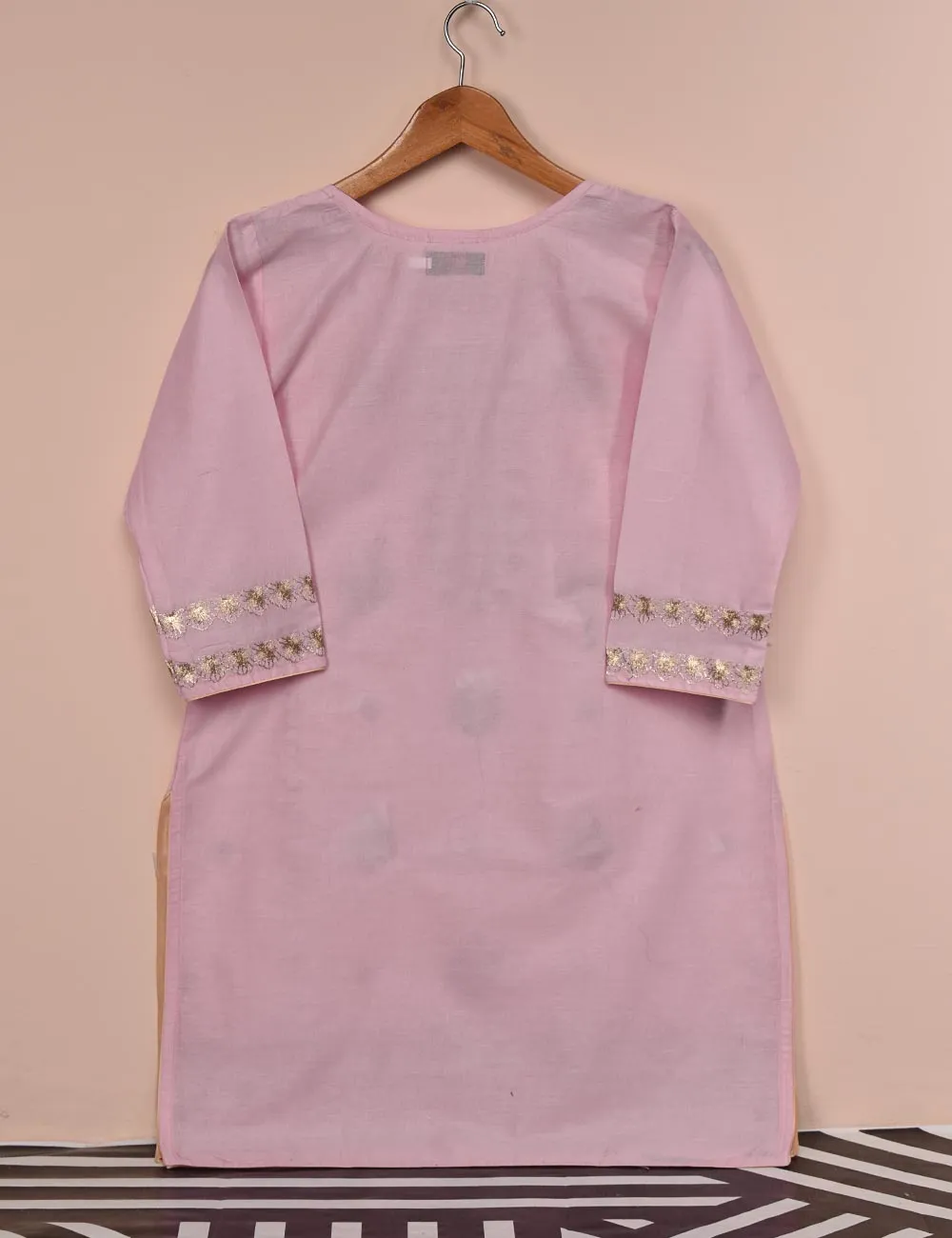 Cotton Embroidered Stitched Kurti - Dazzling Daisy (T20-046B-Pink)