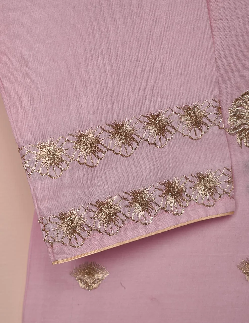 Cotton Embroidered Stitched Kurti - Dazzling Daisy (T20-046B-Pink)