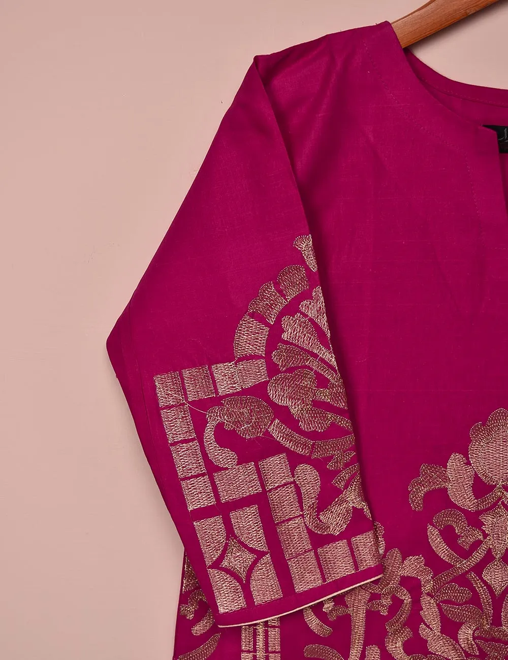 Cotton Embroidered Stitched Kurti - Nemesis (T20-057B-Fuchsia)