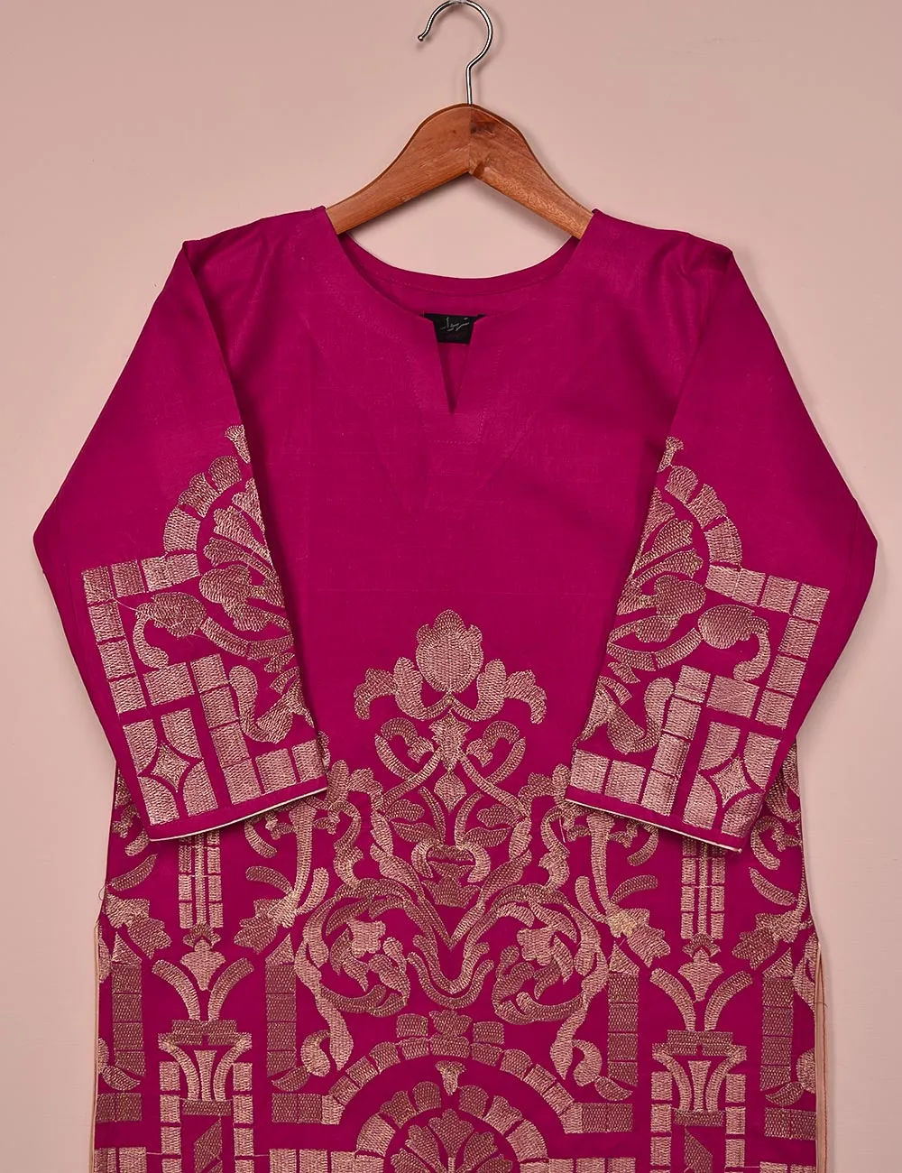 Cotton Embroidered Stitched Kurti - Nemesis (T20-057B-Fuchsia)
