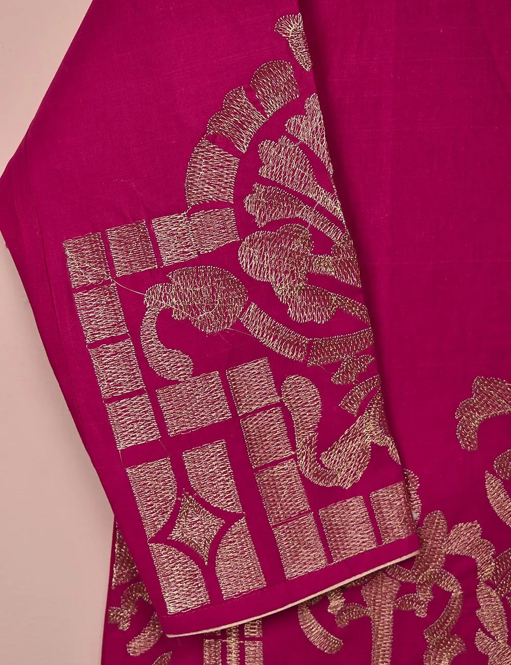 Cotton Embroidered Stitched Kurti - Nemesis (T20-057B-Fuchsia)