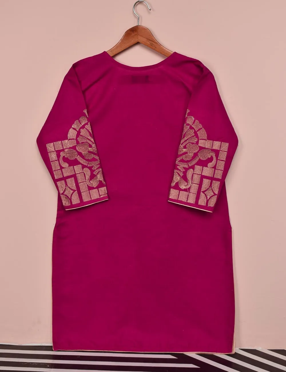 Cotton Embroidered Stitched Kurti - Nemesis (T20-057B-Fuchsia)