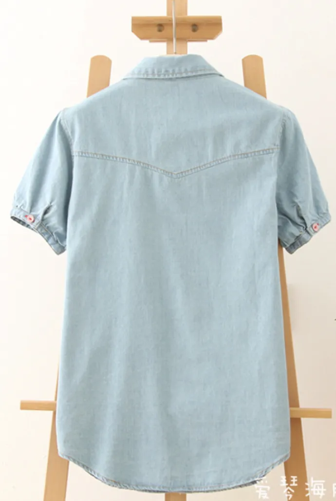 covered in roses denim shirt