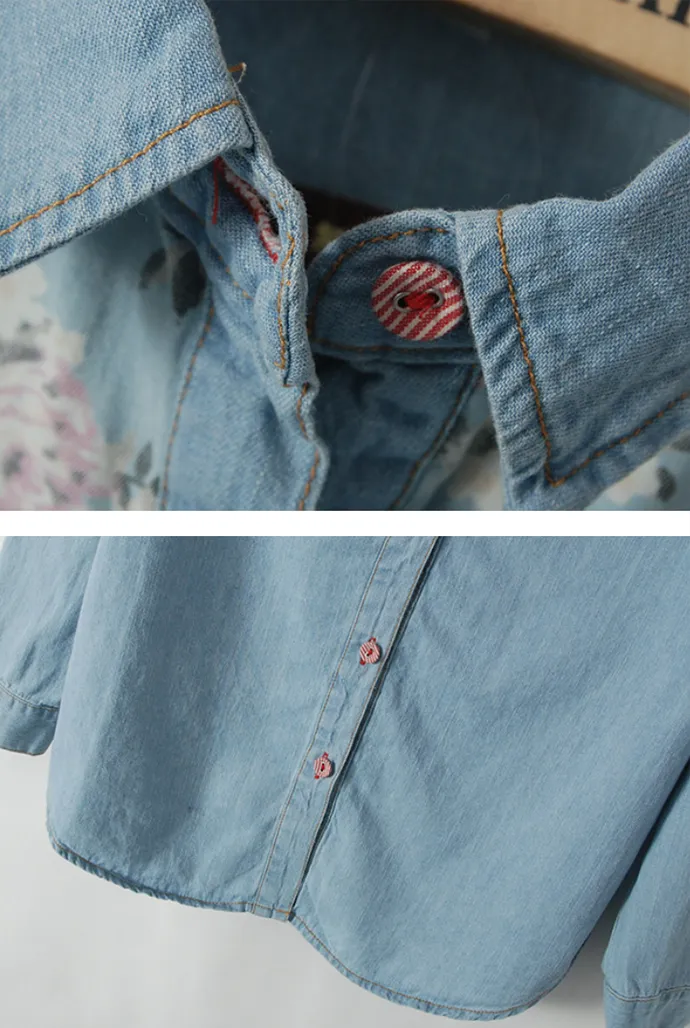 covered in roses denim shirt