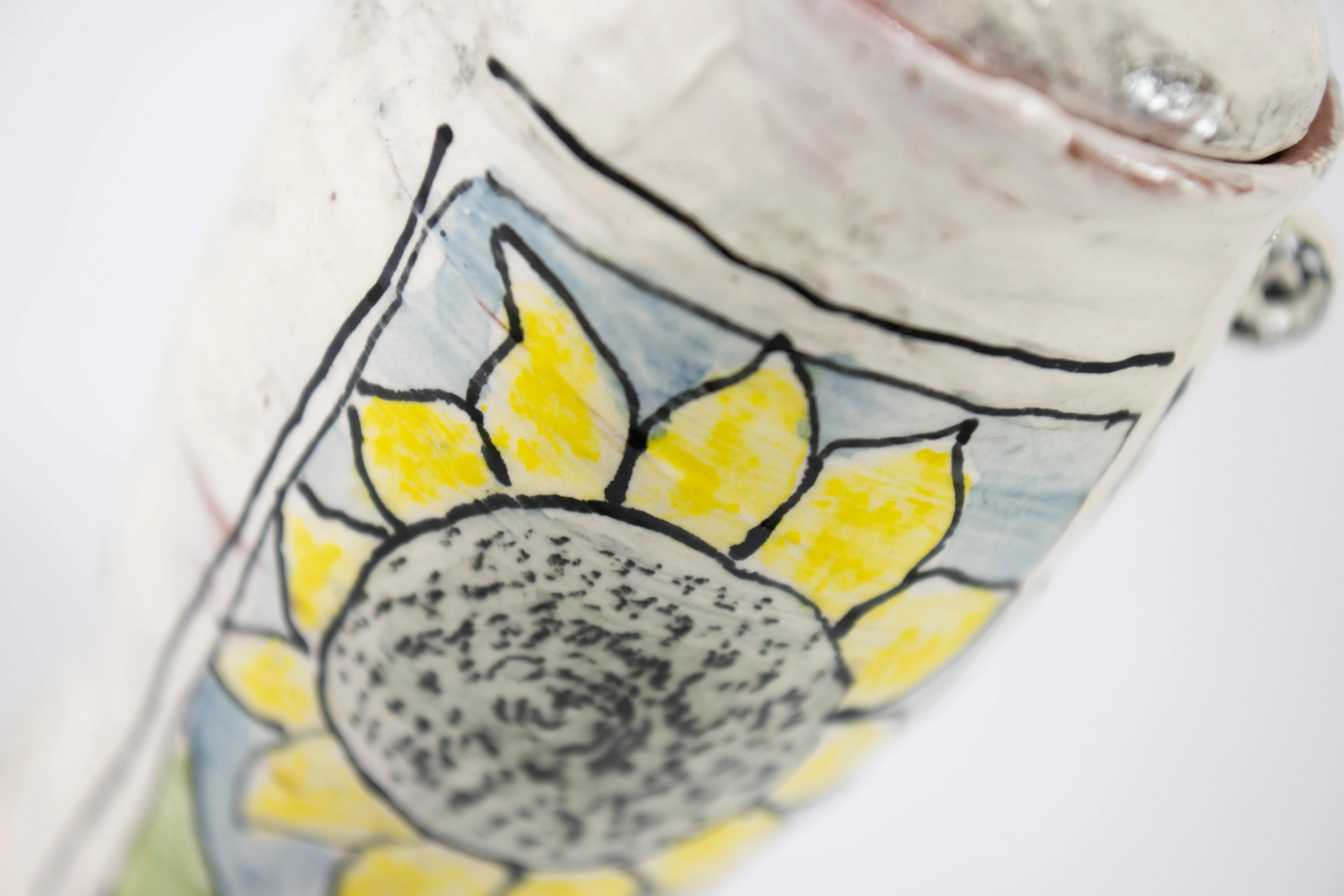 Covered Jar with Sunflower Black Center
