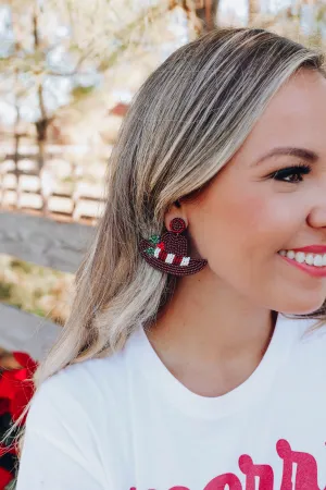 Cowboy Hat Beaded Earrings - Brown
