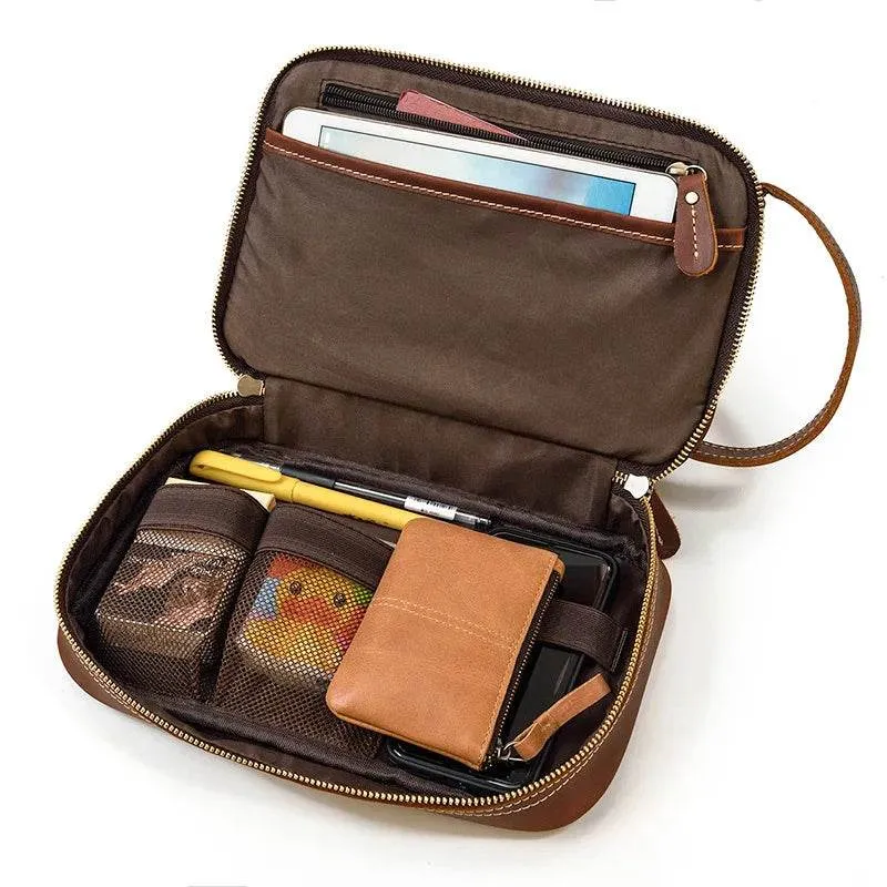Crazy Horse Genuine Leather Small Travel Toiletry Bag