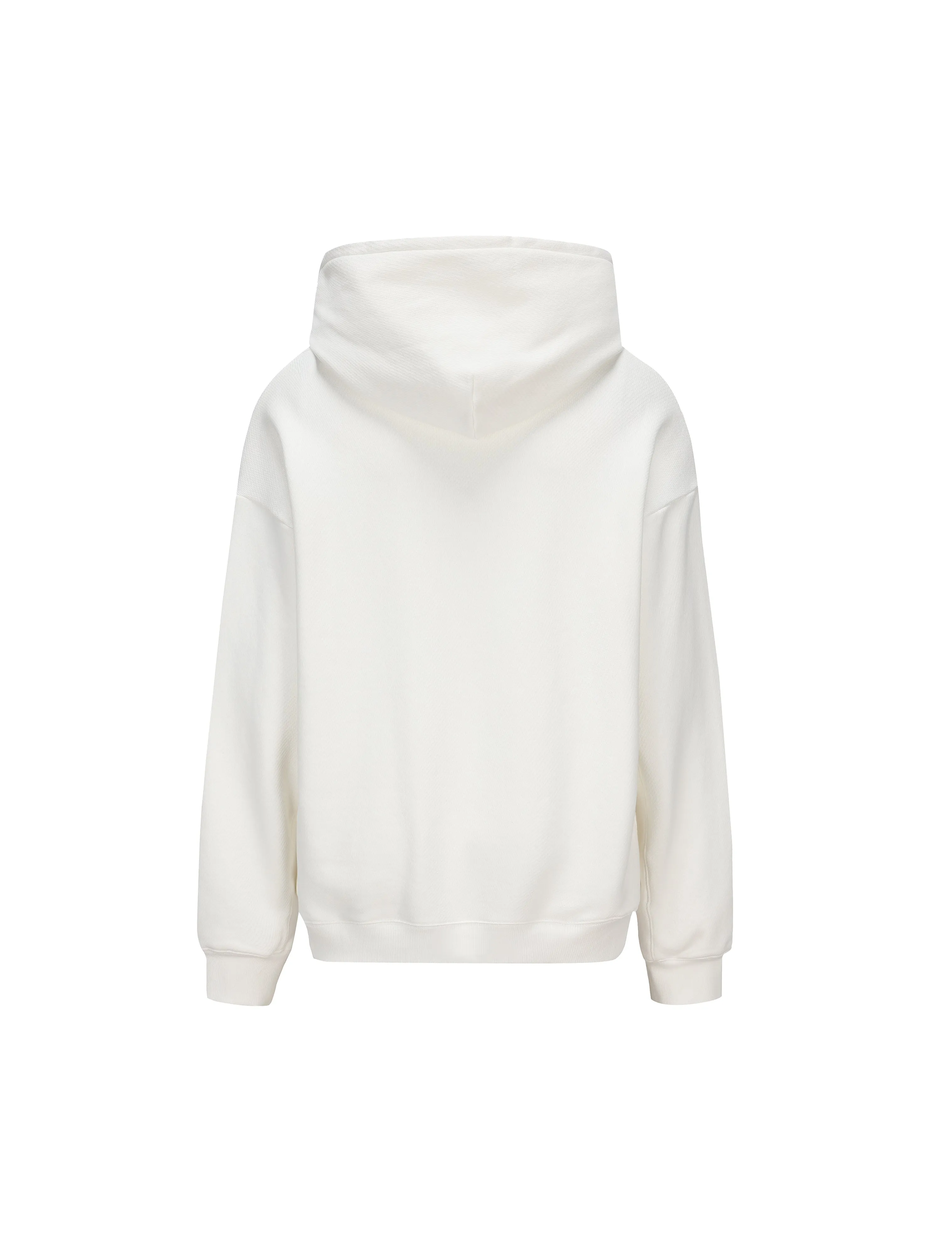 Cream White Casual Patchwork Hoodie