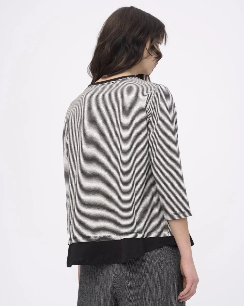 Crewneck Layered Striped Blouse