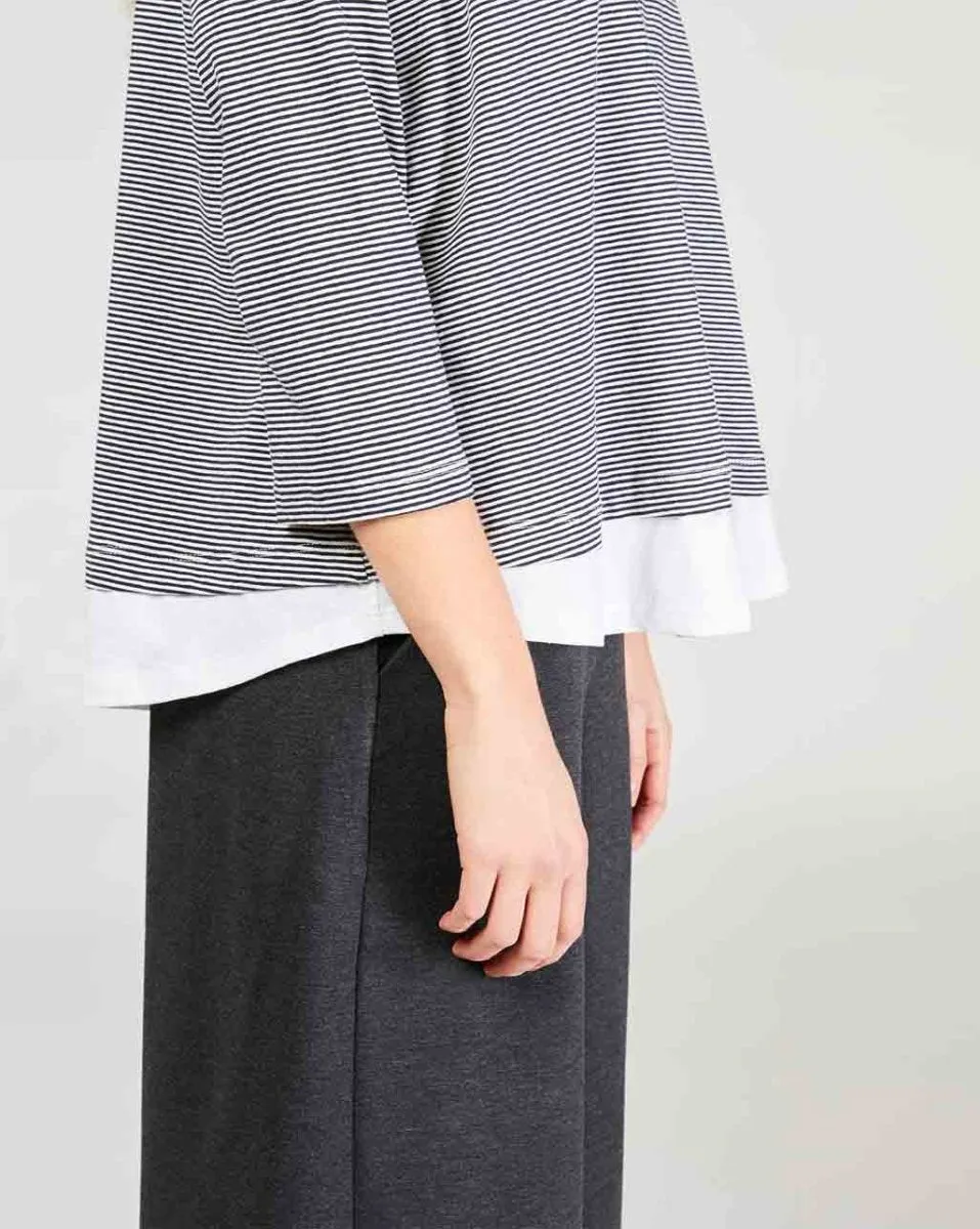 Crewneck Layered Striped Blouse
